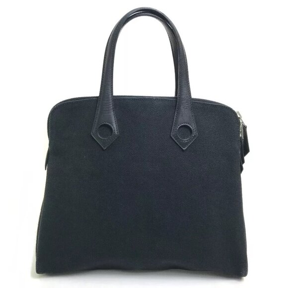AUTHENTICITY GUARANTEED HERMES Sac Ibu PM Tote Bag Hand Bag Toile H Black - Picture 1 of 12